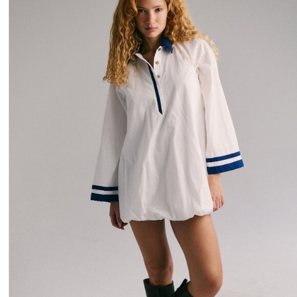 Free People White and Blue Mini Dress - Picture 2 of 4